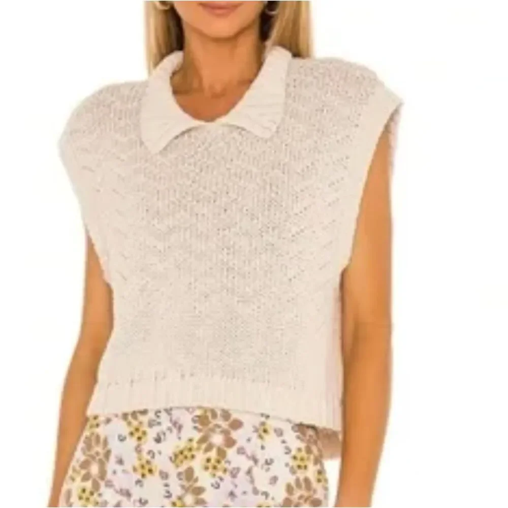 ~ Boho Free People Sm Sweater Loose Knit Cream We The Free Soft Beachy Tank